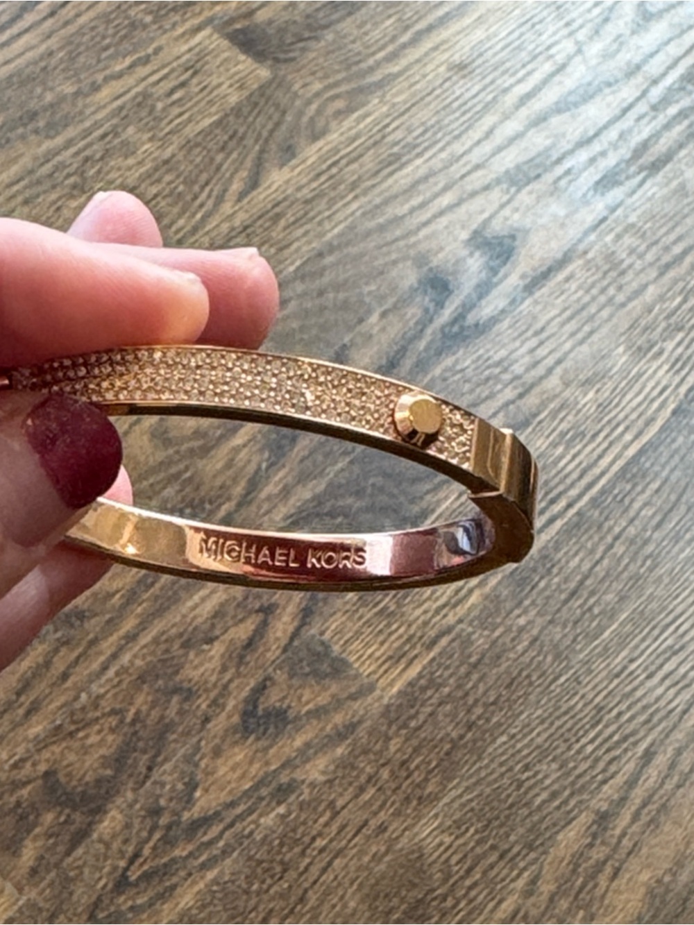 Michael Kors Crystal Pave Astor Stud Bangle Bracelet Rose Gold - Picture 5 of 10